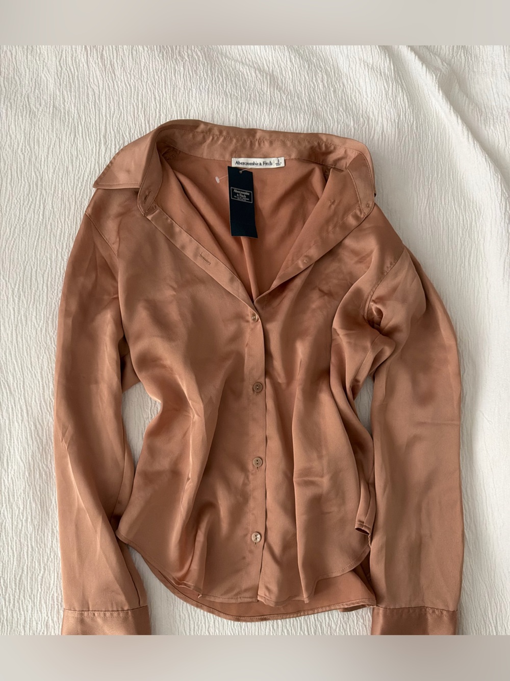 Abercrombie & Fitch Copper-Tone Satin Button Front Blouse
